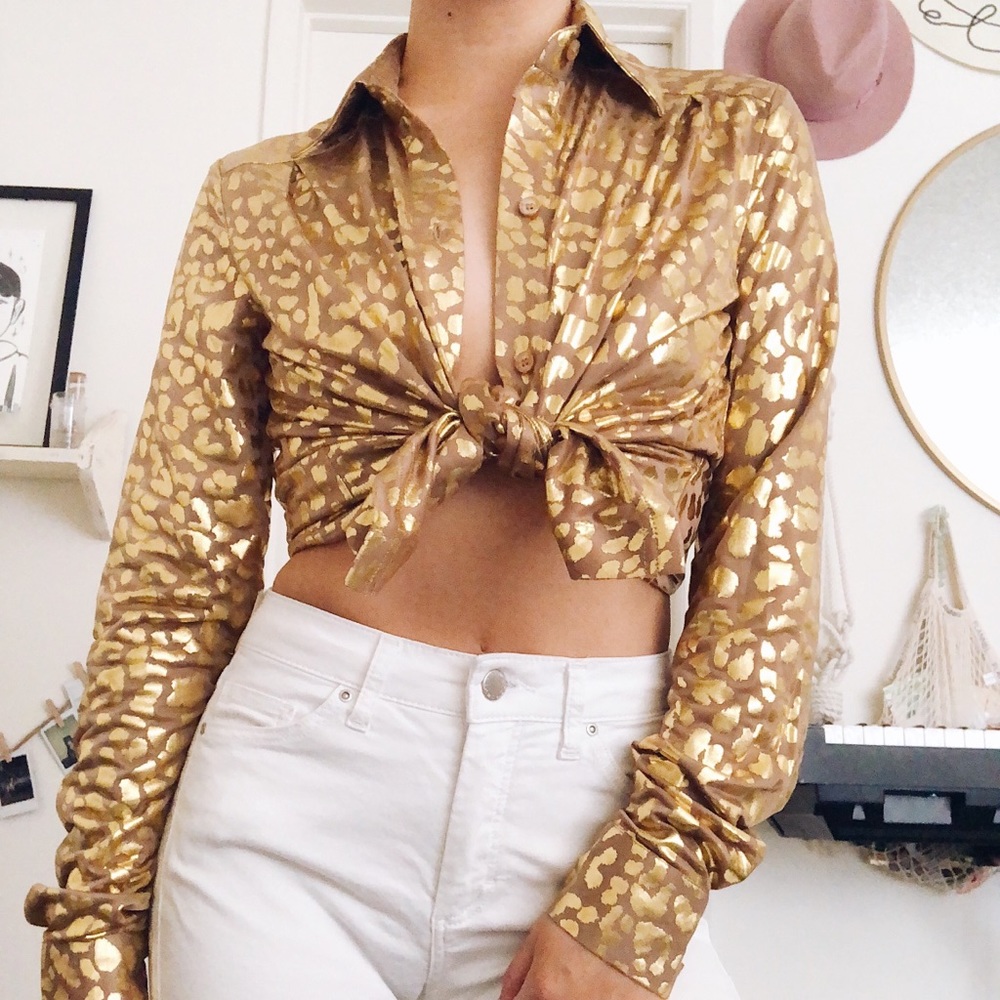 CHOOSY Gold leopard print shirt (never worn)